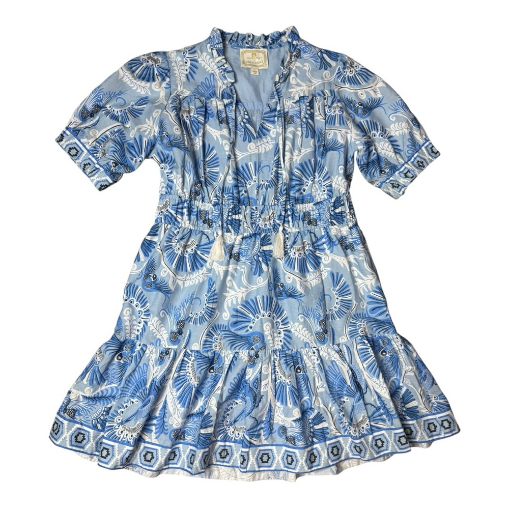 Sail to Sable CK Bradley Print Puff Sleeve Cotton Dress with Tassels size L - Picture 5 of 13